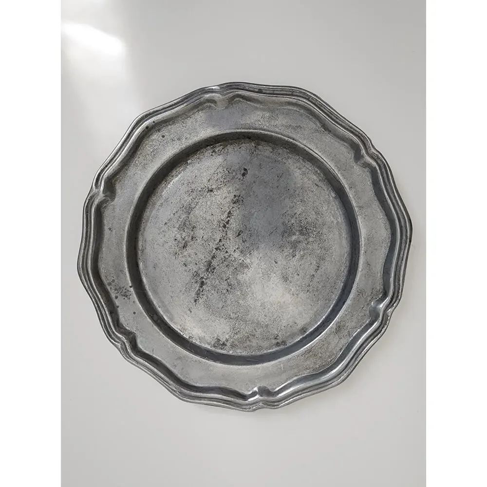 Vintage Crown Castle Ltd Pewter Plate 12 Pc Made in USA Dinner & Salad Plates